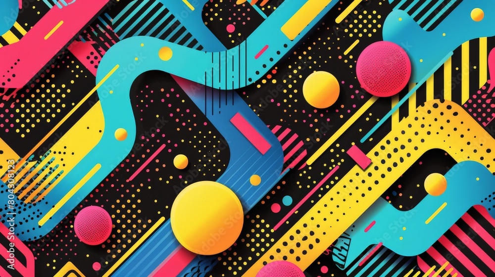 Poster Vibrant Abstract Background With Various Shapes and Colors