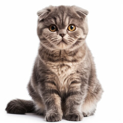 Scottish Fold cat on white background