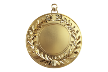Gold medal Isolated on transparent background