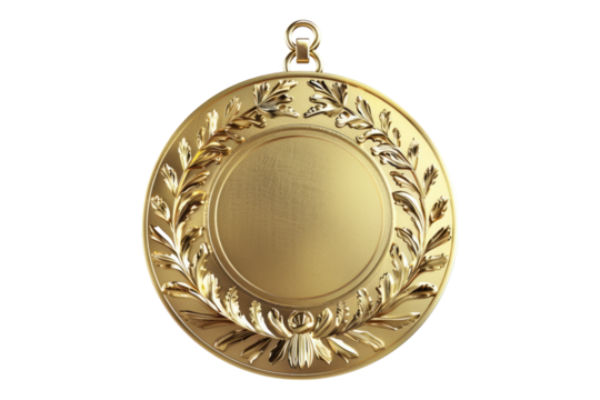 Gold medal Isolated on transparent background