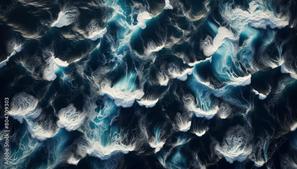 Poster abstract ocean waves texture, artistic digital art, dark background, represents fluid dynamics. gene