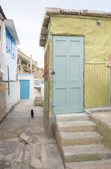 Fototapeta na wymiar Malte, ruelles du vieux port, chat noir