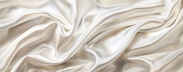 Closeup of grey silk satin fabric with wave pattern