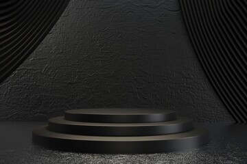 Set of Steps in Front of a Black Wall
