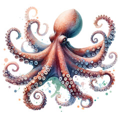 Obraz premium Watercolor Sea Creatures Clipart, Watercolor Underwater Ocean Animals, Magical Sea Coral, Life Aquatic Animals PNG 