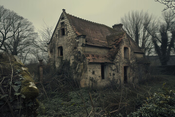 Obraz premium Abandoned House, Generative AI