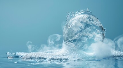 Obraz premium A frozen burst of clear water spray isolated on a white backgroundA frozen burst of clear water spray isolated on a white background
