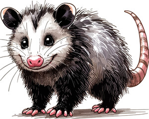 Obraz premium cute cartoon illustration of the opossum 