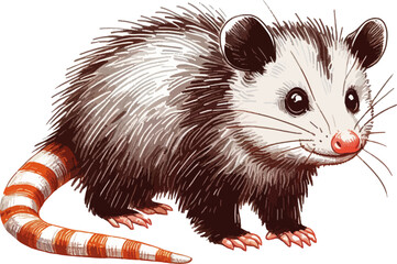 cute cartoon illustration of the opossum 