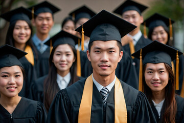 Portrait of a Handsome Asian American Man at Graduation