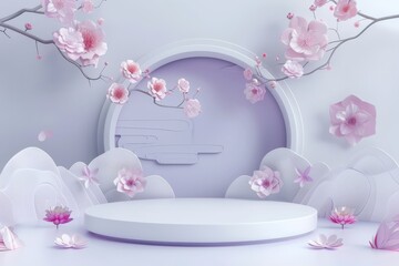 White Table With Pink Flowers Beside White Wall