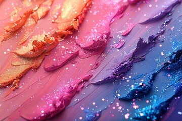 Vibrant Painting With Glitter Close Up