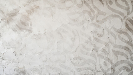 Arabic calligraphy wallpaper on a wall with a White Gray background and old paper interlacing....