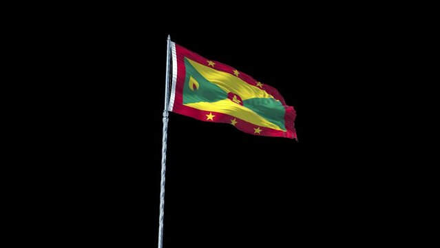 Grenada flag Waving Realistic With Sky with Alpha Channel