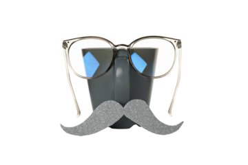 PNG, cup with glasses and mustache isolated on white background.
