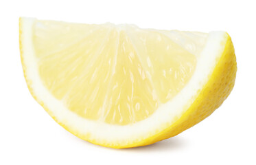 Slice of fresh lemon isolated on white