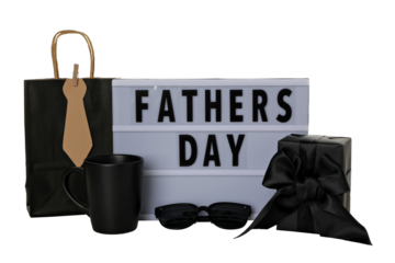 PNG, Father's day lettering on white chalkboard, isolated on white background.