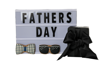 PNG, Father's day lettering on white chalkboard, isolated on white background.