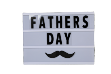 PNG, Father's day lettering on white chalkboard, isolated on white background.