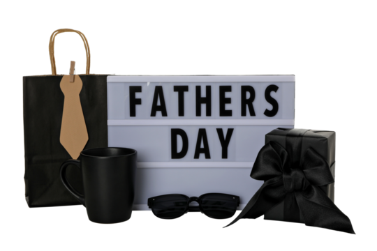 PNG, Father's day lettering on white chalkboard, isolated on white background.