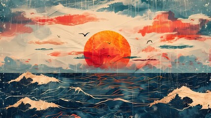 heaven cloud and sunset illustration poster background