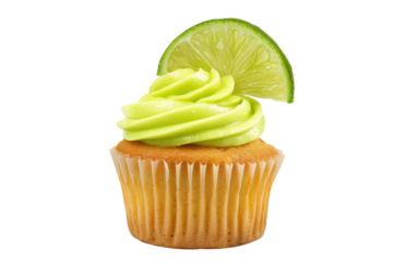 Key lime cupcake Isolated on transparent background