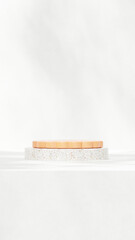 Premium 3D rendering mockup template terrazzo podium in portrait