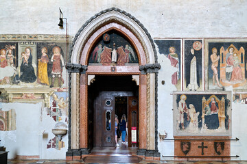 Verona Veneto Italy. The Basilica of Saint Anastasia. The entrance of the Cappella Giusti (Giusti...