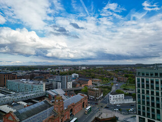 Aerial View of Nottingham City Centre Near River Trent, England United Kingdom. April 26th, 2024
