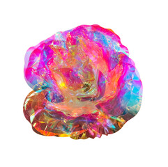 beautiful unusual holographic rose.  modern decorative design element.  isolated object. png file.