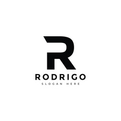 r initial name modern logo design graphic vector