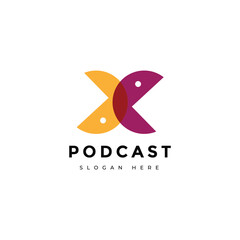 podcast show digital broadcasting modern logo design graphic vector