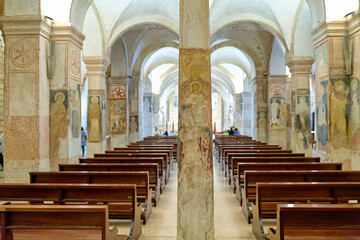 Verona Veneto Italy. San Fermo Maggiore Church. Frescoes in the crypt