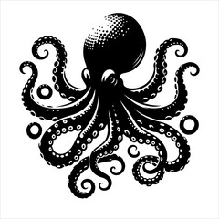 Octopus symbol. octopus silhouette vector illustration. Octopus logo. Isolated octopus on a white background