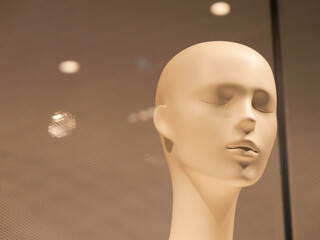 A Close-Up of a Fashion Mannequin's Head Reveals Intricate Details of Makeup, Hair, and Accessories. With Realistic Facial Features and Impeccable Design, This Mannequin Epitomizes Modern Fashion