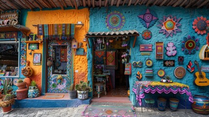 Fototapeta premium A colorful house with intricate patterns and bright colors