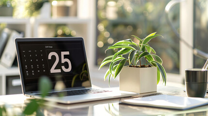 Cube calendar with date DECEMBER 25 laptop and noteboo - Powered by Adobe