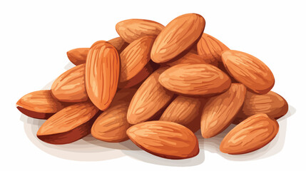 Healthy almonds on white background 2d flat cartoon