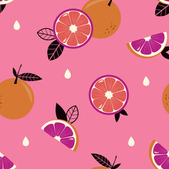 Pink Citrus Seamless Pattern
