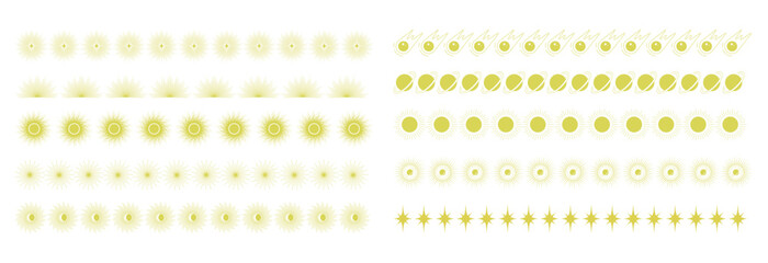 Universe elements borders collection. Bright heavenly childish fantasy decorative dividers