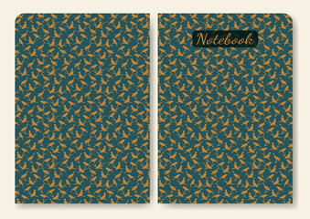 Birds silhouette cartoon pattern notebook cover. Brochure page design aesthetic sparrow artwork illustration