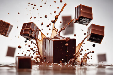 chocolate bar is splattered with chocolate and has been broken into pieces. World Chocolate Day