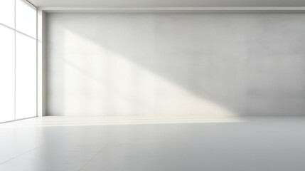 Fototapeta premium An abstract white background including gray shadows and white light, perfect for a creative studio backdrop project featuring an empty interior with copy space