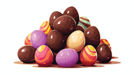 Heap of chocolate Easter eggs on white background 2