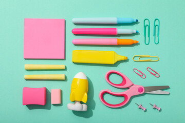 Office attributes on the table, top view.