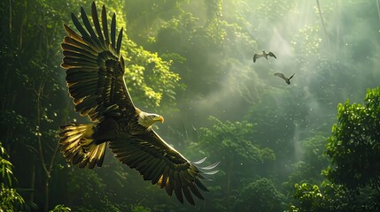 Eagle flying on Jungle