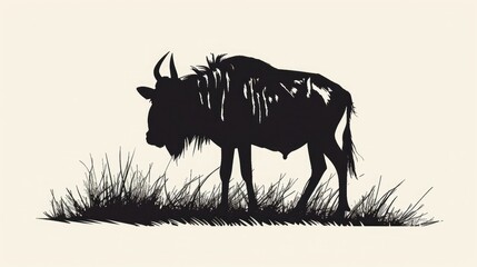 Wildebeest Silhouette. Isolated Vector Animal Template for Logo Company, Icon, Symbol etc