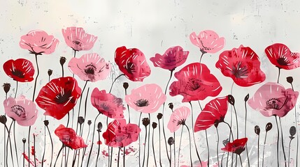 red and pink flowers illustration poster background