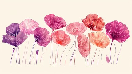 red and pink flowers illustration poster background