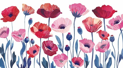 red and pink flowers illustration poster background